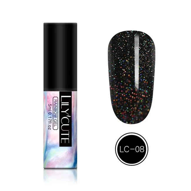 rainbow 8 LILYCUTE 5ml Color Gel Polish Holographic Colorful Glitter Sequins UV Soak Off Long Lasting Gel Polish Nail Art Varnish - Цвет: rainbow 8