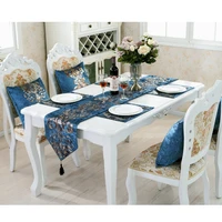 blue european style table runner camino de mesa runner weding decoration table runners home decoration accessories