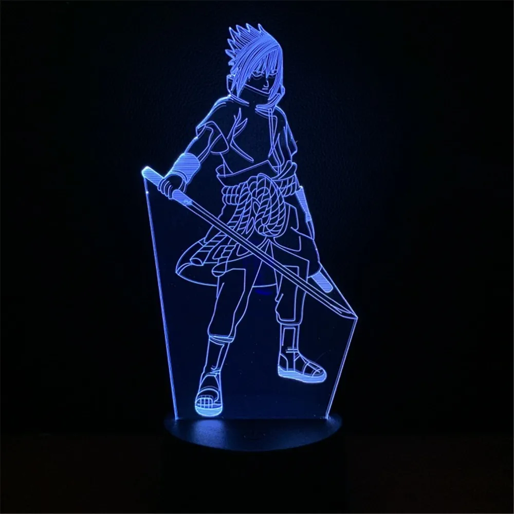 Uchiha Sasuke настольная лампа Lampara Naruto аниме фигурка детская спальня светодиодное