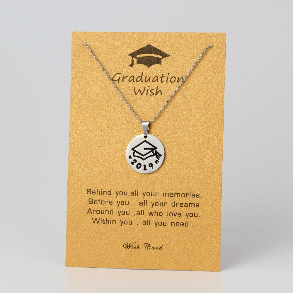 Длинное ожерелье из нержавеющей стали с подвеской Wish Card 2019 | Украшения и
