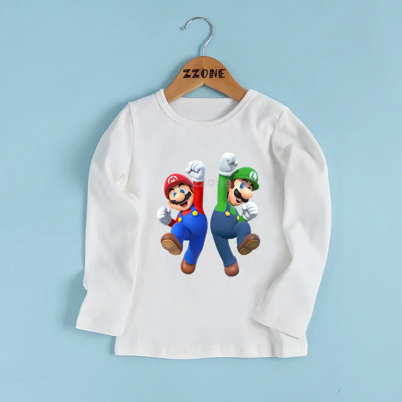 Детская забавная одежда с изображением Марио футболка принтом из мультфильма