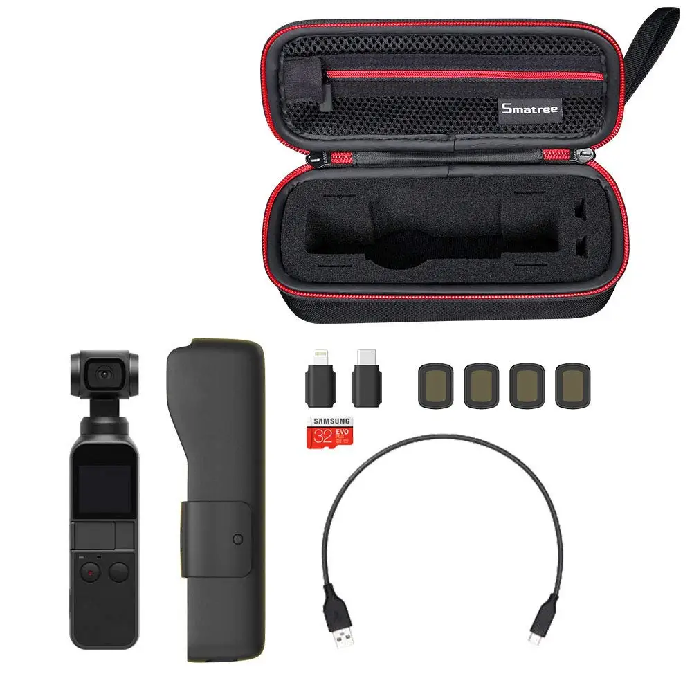Smatree Портативная сумка для DJI Osmo Pocket, адаптер для смартфона, фильтры для объектива, кабель питания чехол для переноски, жесткая сумка для хранения