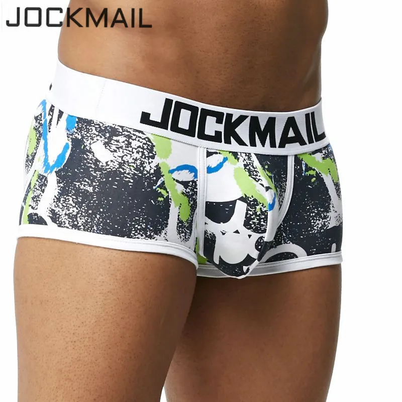 JOCKMAIL боксер для мужчин Cueca Pomo Листья цветочный принт боксеры шорты трусы с отдельной секцией для пениса забавные трусы Мужское нижнее белье Боксеры