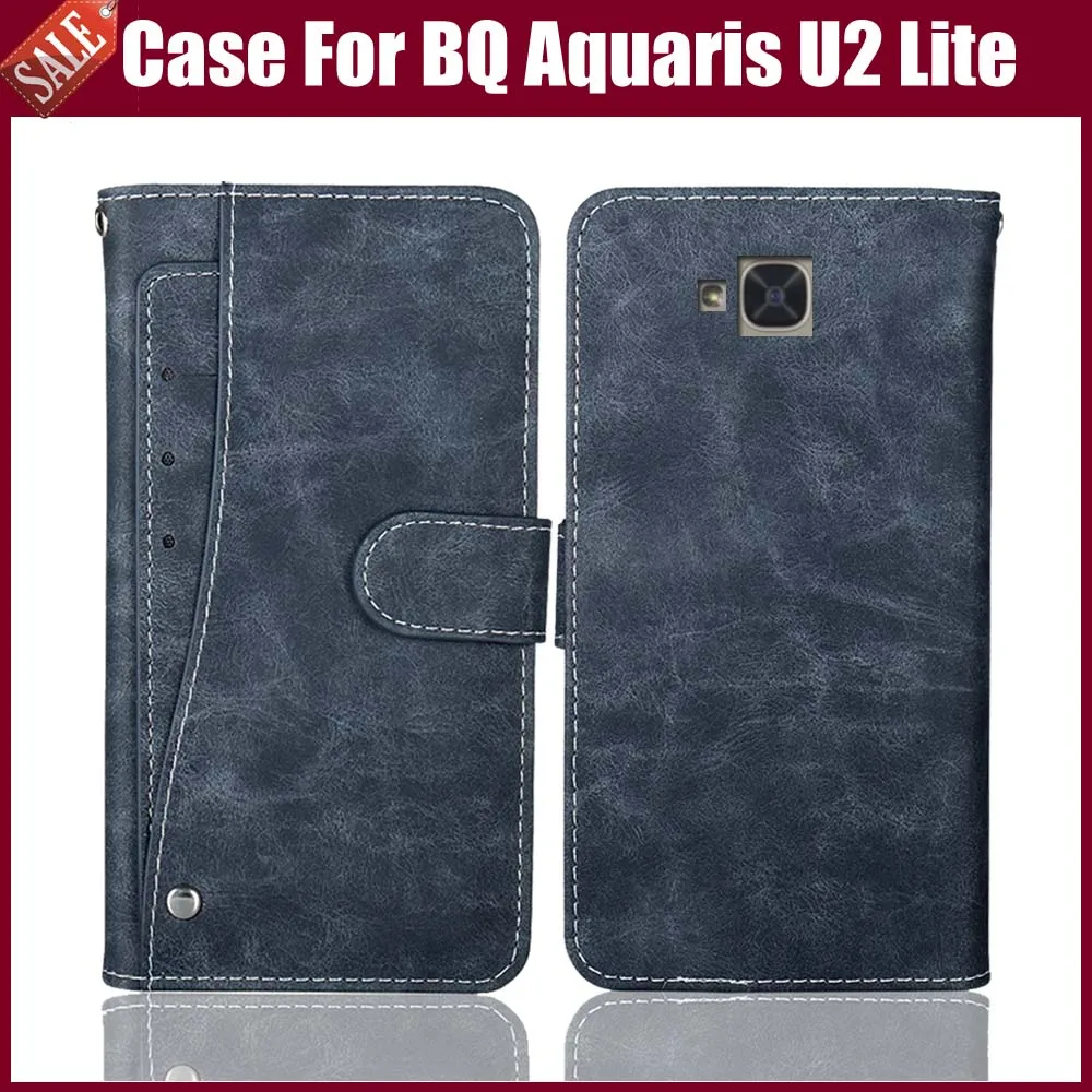 Новый дизайн! BQ Aquaris U2 Lite Роскошный кожаный чехол-кошелек с откидной крышкой