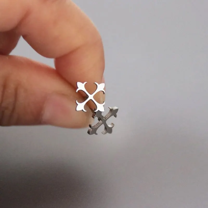 Wholesale Bulk 10pairs/lot Cross Flower Stainless Steel Earrings Studs Fashion Minimalistic Earring Jewelry For Women Girls | Украшения и