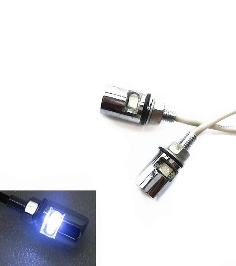 2 x White LED Universal Motorcycle Car License Plate Screw Bolt Light Lamp Bulb ATV Cafe Racer Old School|Накладки и