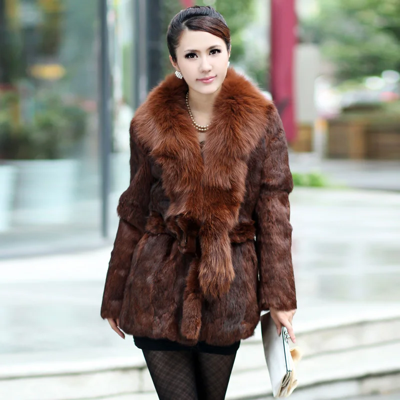 TopFurMall зимнее женское модное натуральное пальто из натурального кроличьего меха