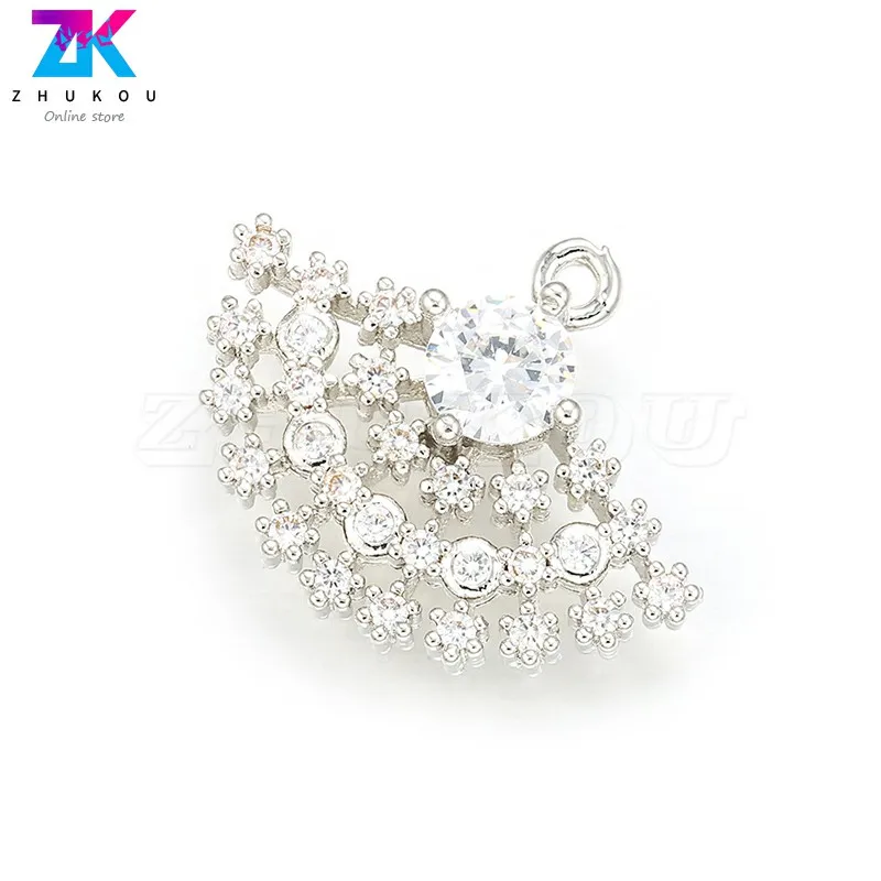 ЖУКОУ 2019 Блестящие шармы в форме раковины ручной работы из латуни с кубическим цирконием для создания подвесок на самодельные ювелирные изделия на ожерелья и серьги.