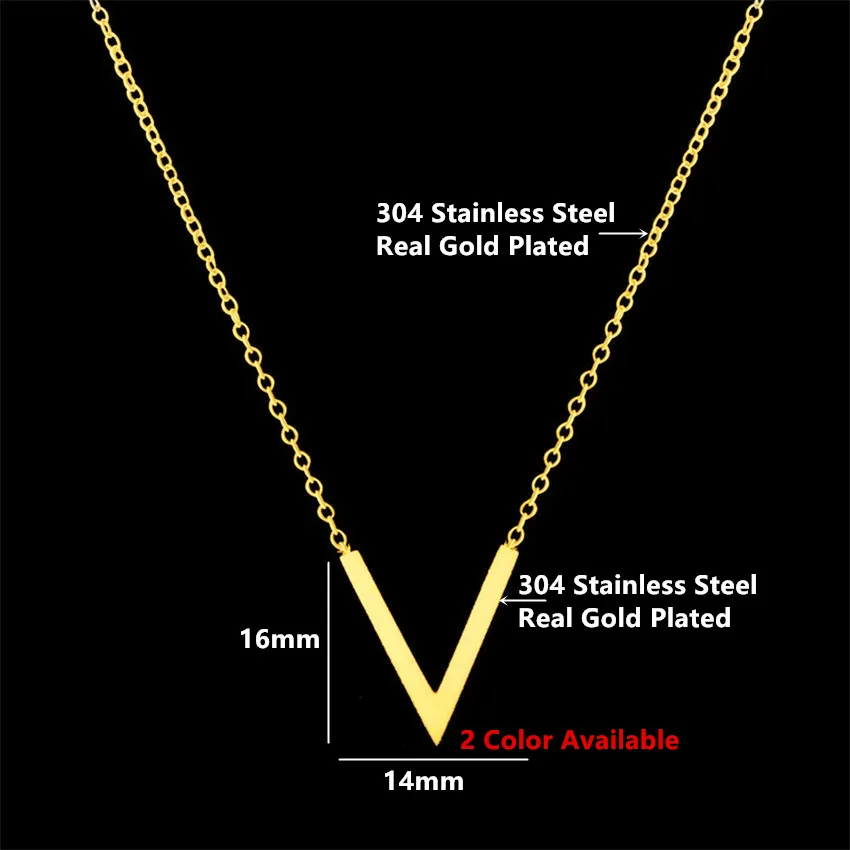 V Attract 2019 Letter Chevron Necklace For Women Stainless Steel BFF Jewelry Geometric Tringle Charm Kolye Friendship Gift | Украшения и