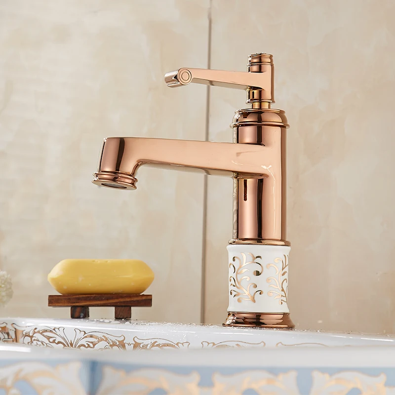 COROTO European Style Gold Plating Luxury Bathroom Basin Faucet Single Handle Vanity Sink Mixer Water Tap With Ceramic 8801C |