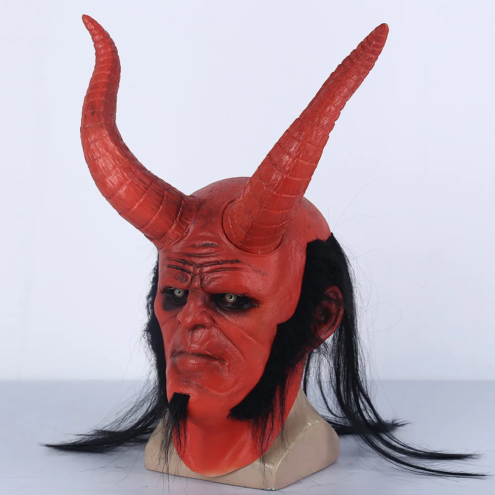 Фильм о супергероях Hellboy маска для косплея Полный головной убор перчатки аксессуары ужас латексная маска для хеллоуина косплей свободный размер для унисекс