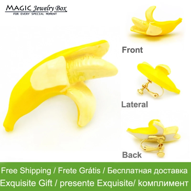 

Original New Cute Korean Style Girls Banana Earrings Trendy Gold Clip Banana Earings Women Earring Brinco Female Jewelry Gift