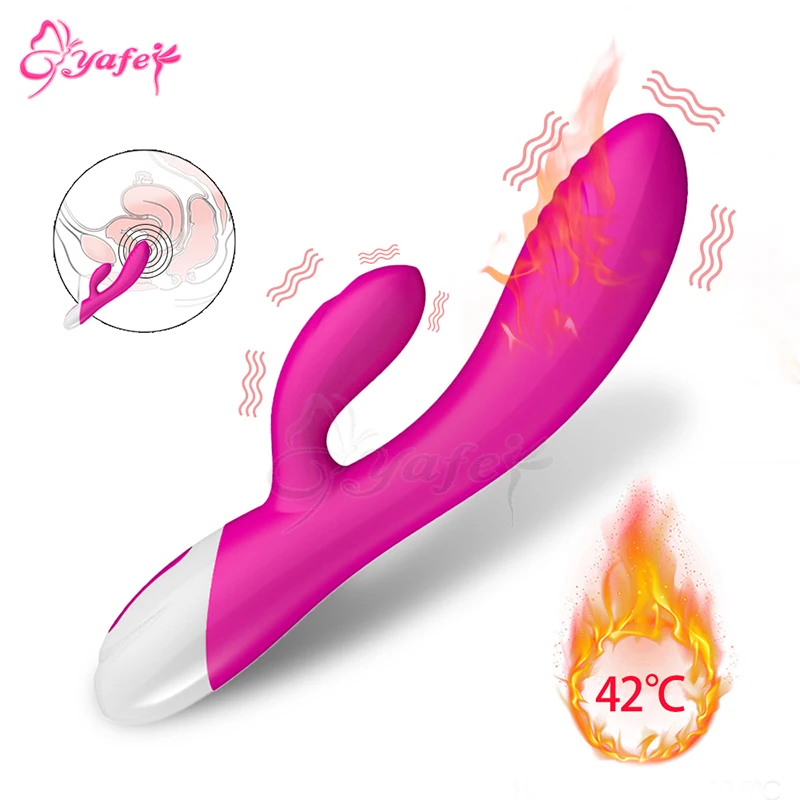 Нагревающийся вибратор дилдо двойной кролик водонепроницаемый точки G