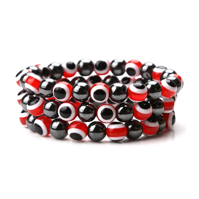 Браслет из ОБСИДИАНОВЫХ бусин синего и красного цвета 8 мм мужской браслет с