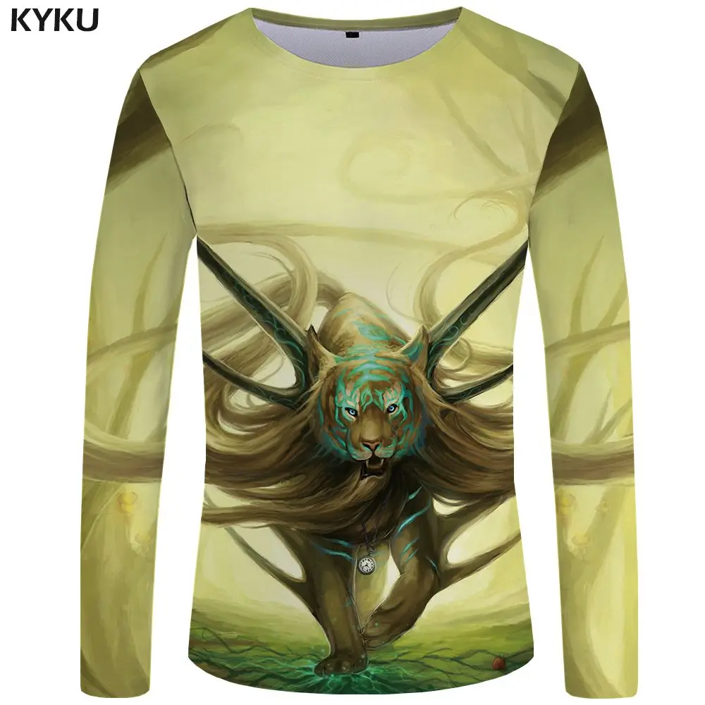 3d t shirt 07 KYKU Tiger Футболка мужская футболка с длинным рукавом пламя Япония животное крутой принт панк забавная футболка s Рок мужская одежда короткий рукав - Цвет: 3d t shirt 07