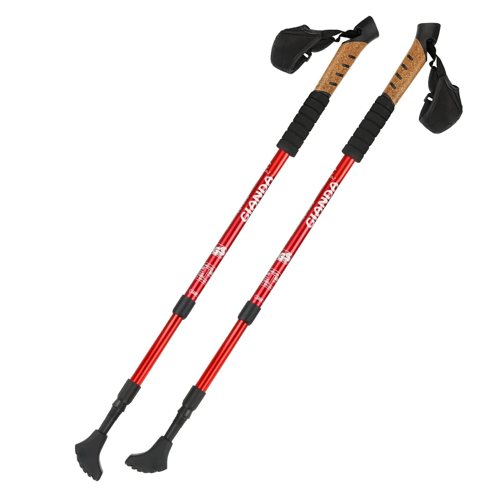 3 Joints Outdoor Walking Stick Trekking Hiking Poles Aluminum Nordic Sticks Telescopic Camping Climb Tools | Спорт и развлечения