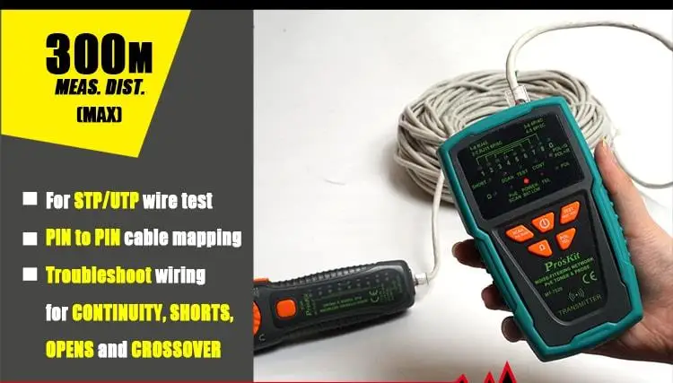 Pro'skit MT-7029-C анти-помех аудио сети POE проверка линии сетевой кабель тестер для телефонная проводка детектор Линии Трекер