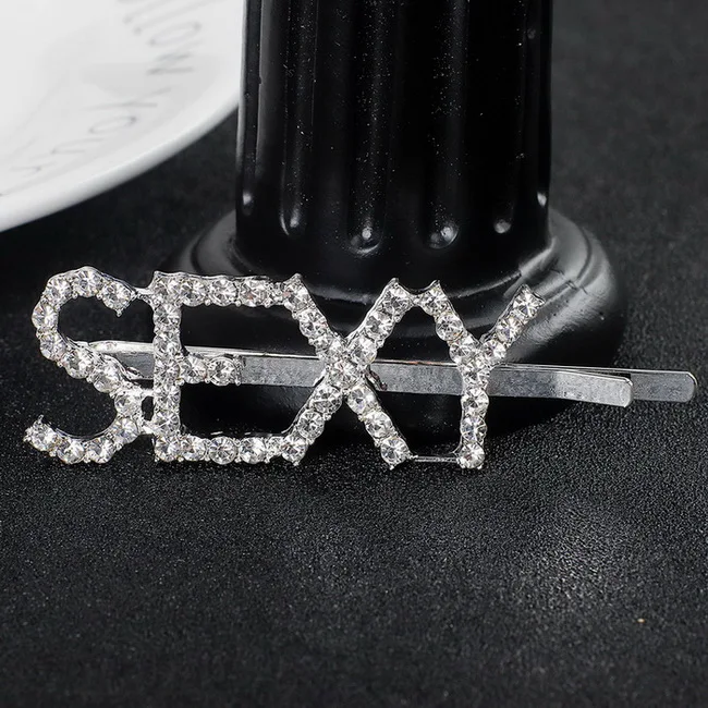 SEXY 1 шт. блестящие милые сексуальные заколки для волос с надписью, заколки для волос для девочек, инструмент для укладки, заколка с бриллиантами, женские аксессуары для волос - Цвет: SEXY