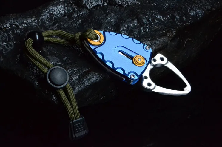 1pcs blue Мини Портативный высококачественный авиационный алюминиевый рыболовный зажим для губ, набор для захвата рыбы, изогнутый носовой инструмент с сумкой для переноски, безопасная веревка - Цвет: 1pcs blue