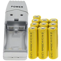 10pcs aa nicd 2800mah 1 2v solar light rechargeable battery yellow with usb charger