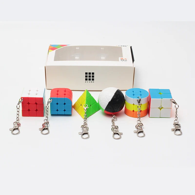 

ZCUBE Bundle 6PCS/Set Gift Pack Mini Magic Cube 2x2x2 3x3x3 magic ball Cylinder Keychain Puzzle Educational toys for Children