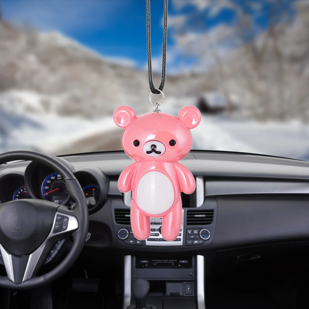 

Car Pendant Hanging Acrylic cartoon cute bear Automobile Interior Ornaments Decoration Rear View Mirror Accessories Car Ornament