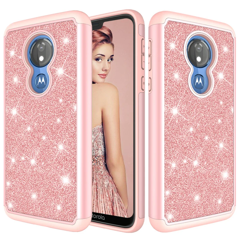 Для Moto G7 Power чехол Блестящий двухслойный ПК силиконовый для телефона Motorola питания