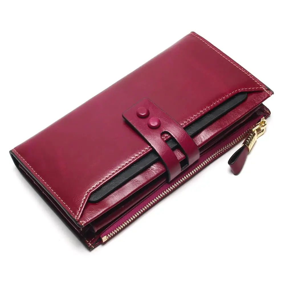 Purple Vesna новые женские кошельки из натуральной кожи высокого качества Длинный дизайнерский клатч из воловьей кожи кошелек высокого качества модный женский кошелек - Цвет: Purple