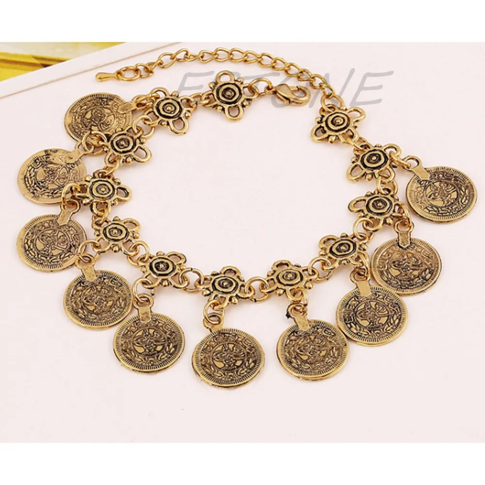 Браслет на ногу с монетами. Богемный этнический фестиваль|bracelet bracelet|silver coin braceletcoin
