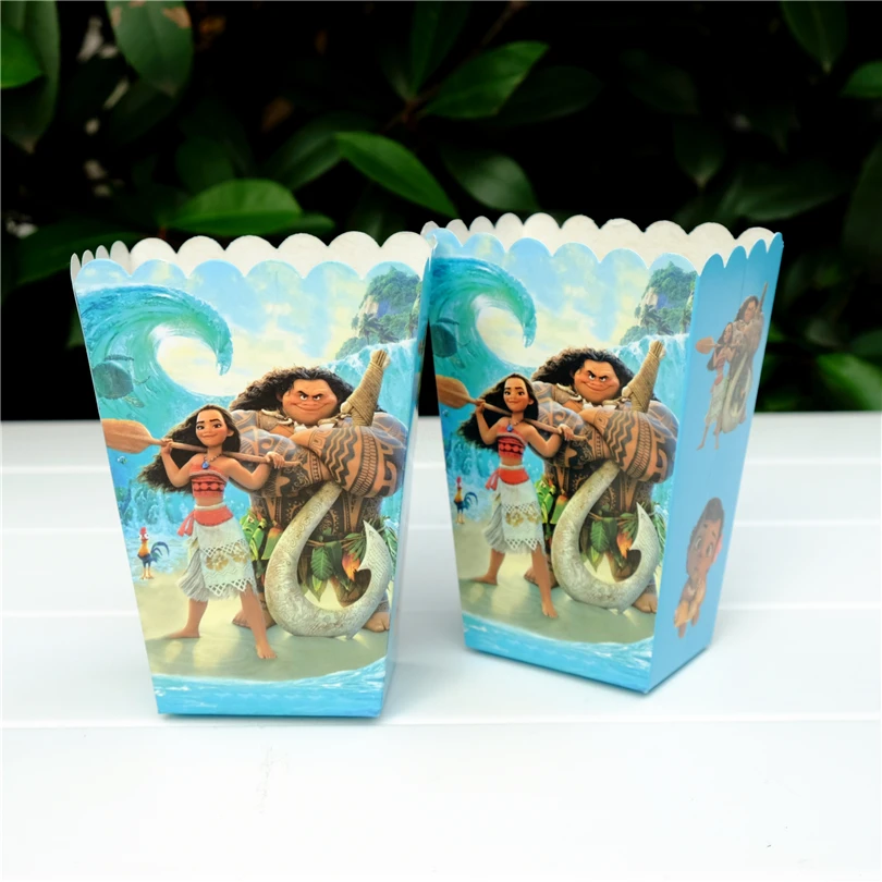6 шт./лот с героями мультфильма Моана Мауи мультфильм попкорн коробка подарочная