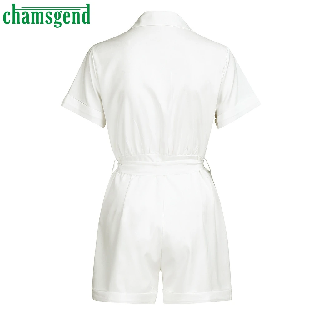 Chamsgend Короткие Комбинезоны женские модные Рабочие Комбинезоны простые свободные однобортные комбинезоны летние на шнуровке тонкие комбинезоны# 4Z
