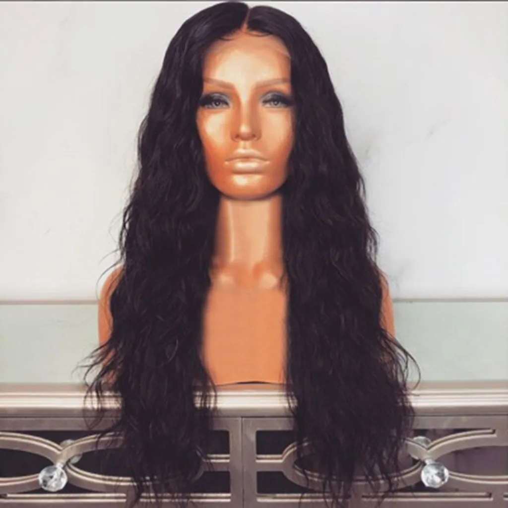 Парики из искусственных волос без шапочки-основы короткий волнистые черный