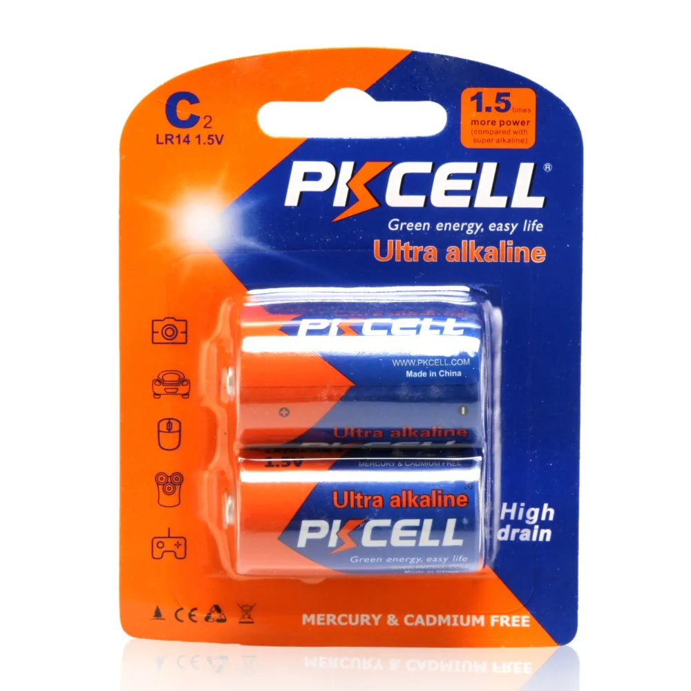 8 ячеек/4 карты щелочные батарейки PKCELL 1 5 В 4 ячейки LR14 с размером батареи + LR20 D