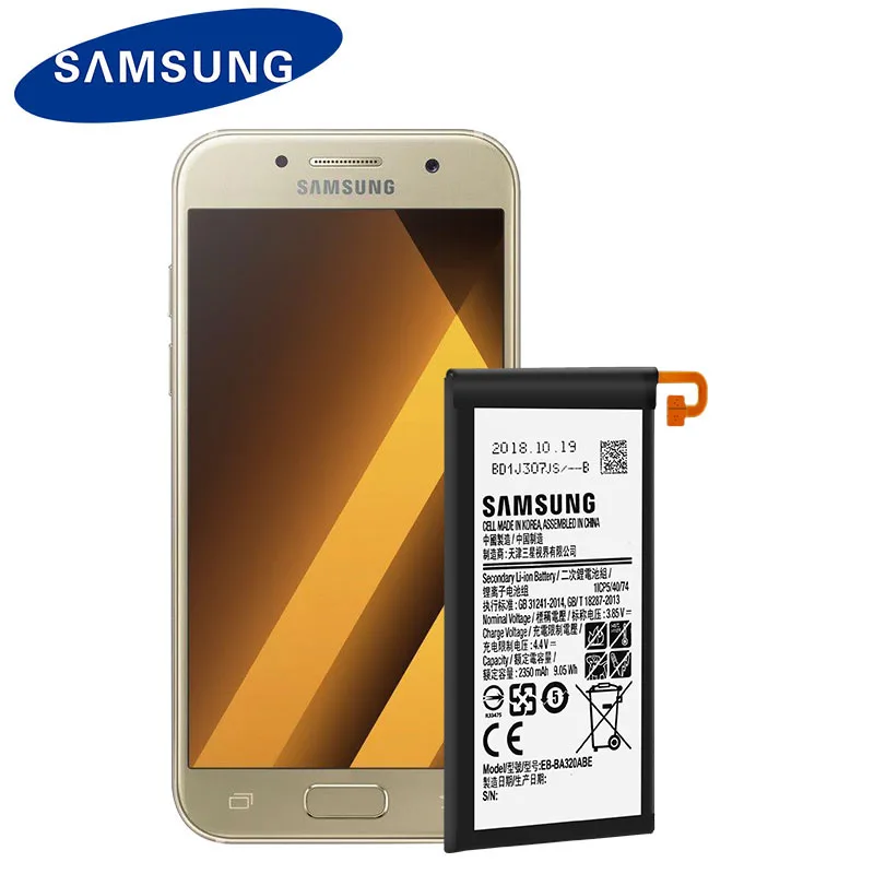 Оригинальный samsung Galaxy A3 2017 Edition Замена батареи SM-A320 A320F 2350mAh EB-BA320ABE Аккумуляторы для