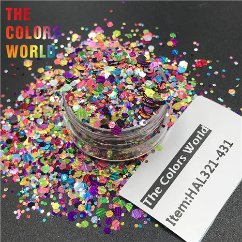 HAL321-431 50g TCT-189 Holographic Stripe Glitter Mix Size Shape For Nail Glitter Nail Art Decoration Nail Gel Makeup Facepaint Manual DIY - Цвет: HAL321-431 50g