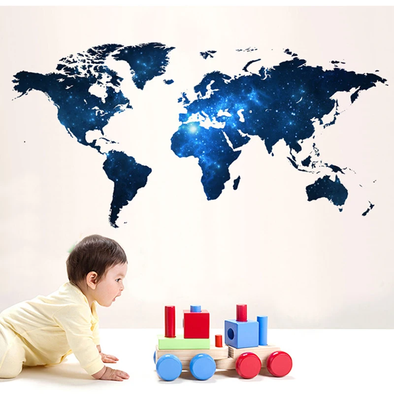 

Creative Star World map DIY Vinyl Wall Sticker Kids love Home Decor office Art Decals for 3D stickers Wallpaper decoration