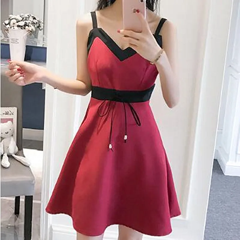 Vestidos Элегантные женские платья без рукавов с v образным вырезом на тонких