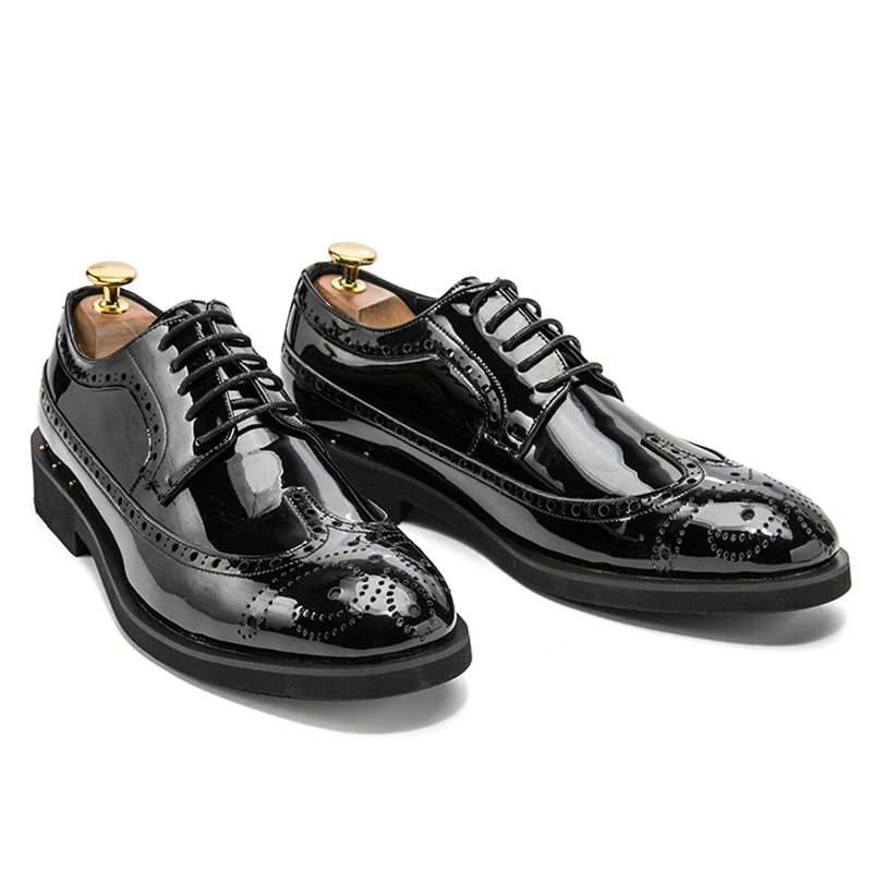 Нарядные туфли для мужчин кожаные оксфорды с блестками броги офисные Мужская