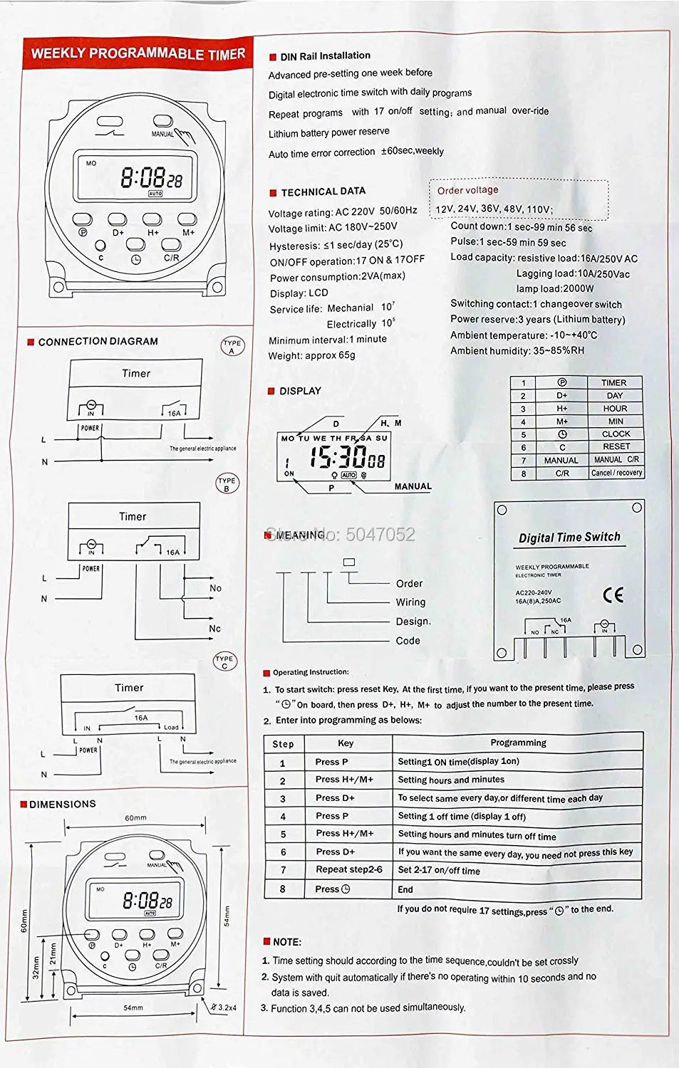 CN101A AC/DC12V 24 V 110 220 16A цифровой ЖК-дисплей с программируемым таймером реле времени