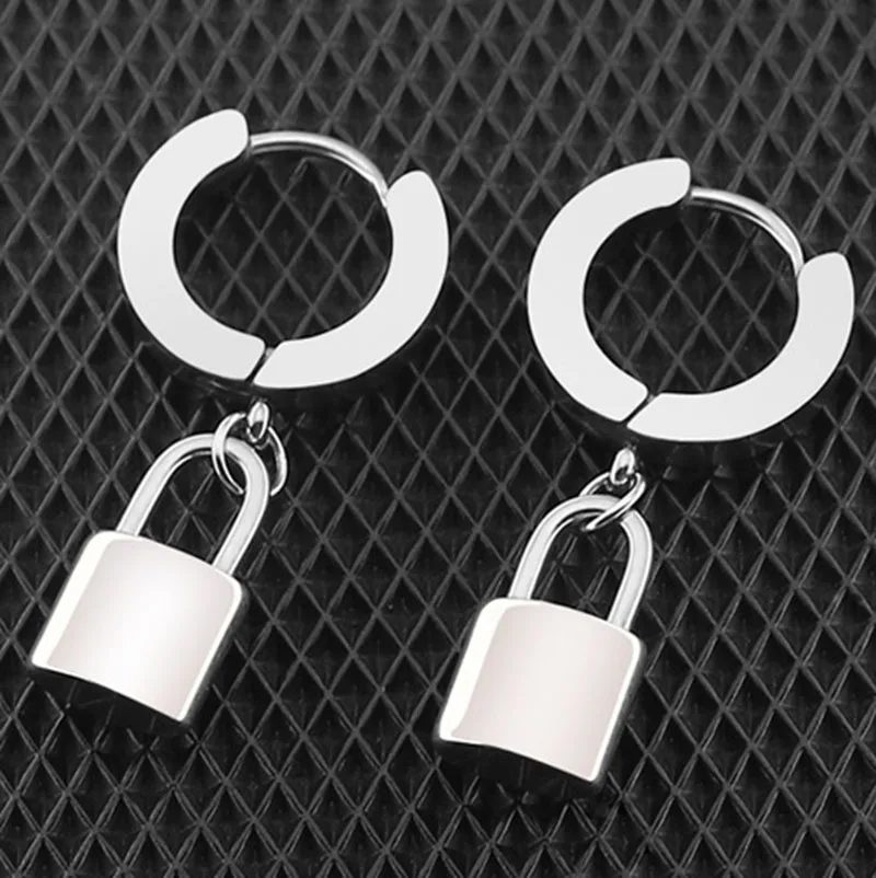 1 пара сережек из нержавеющей стали для женщин с серебряным золотым замком