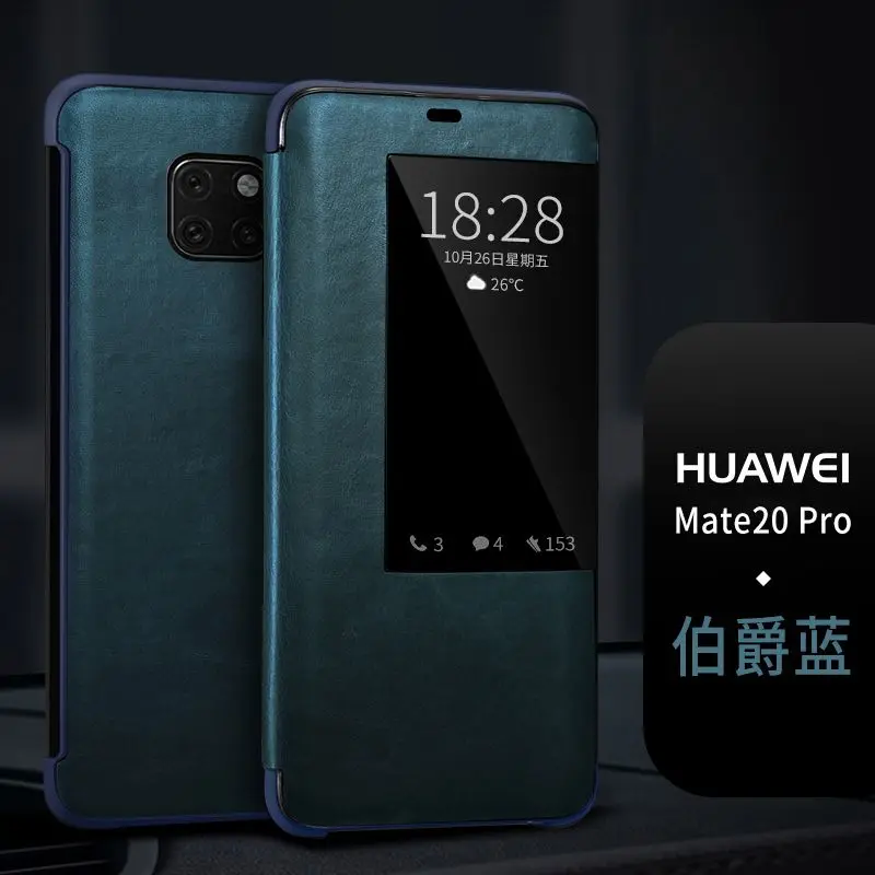 XOOMZ брендовый деловой чехол из натуральной кожи для huawei mate 20 Pro, умный спящий воловьей кожи, умный чехол для телефона huawei mate 20 - Цвет: Mate 20 Pro Blue