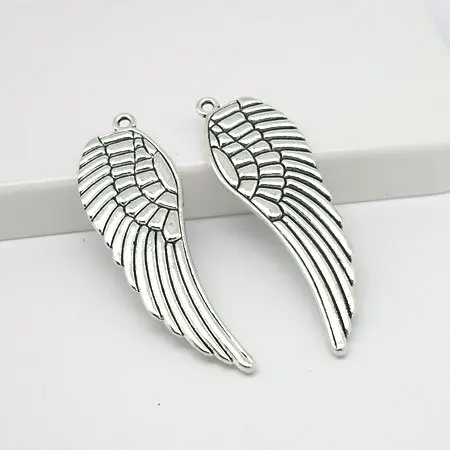 Angel Wings Charm Fashion Trendy Vintage Silver Metal Zinc Alloy Pendant for Jewelry 30pcs 16*48mm 2412 | Украшения и аксессуары