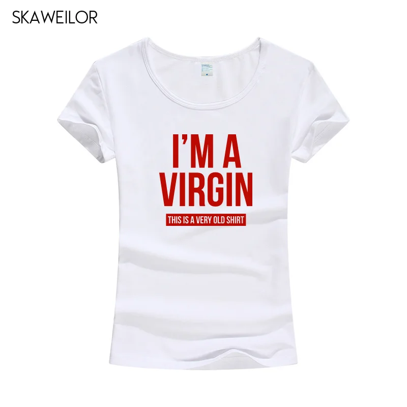 Женская хлопковая футболка с коротким рукавом I'm A Virgin для фитнеса лето 2019 |