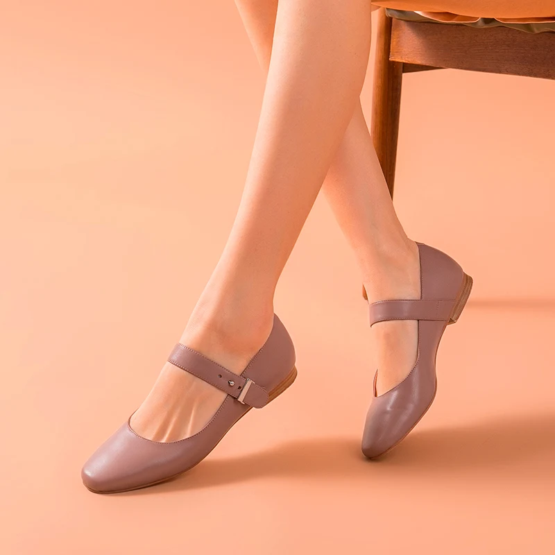 Женская обувь на плоской подошве BeauToday весенне Осенняя Mary Janes из натуральной кожи