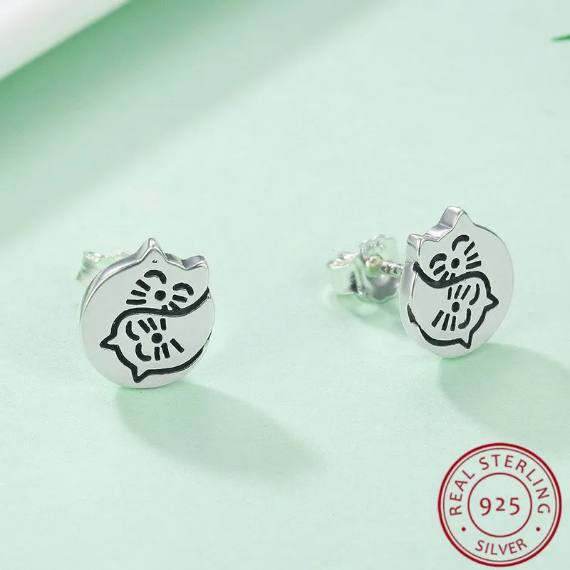 Женские серьги в виде кота модные из стерлингового серебра 925 пробы подарочные