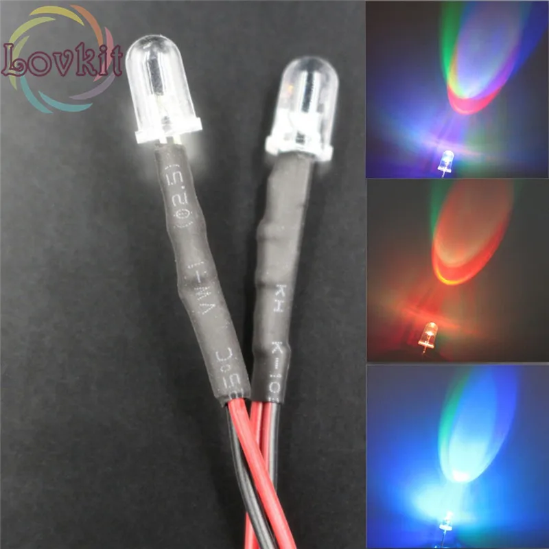 20 шт. LED 5 мм 12 В DC см предпроводной резистор медленная RGB Вспышка красный зеленый