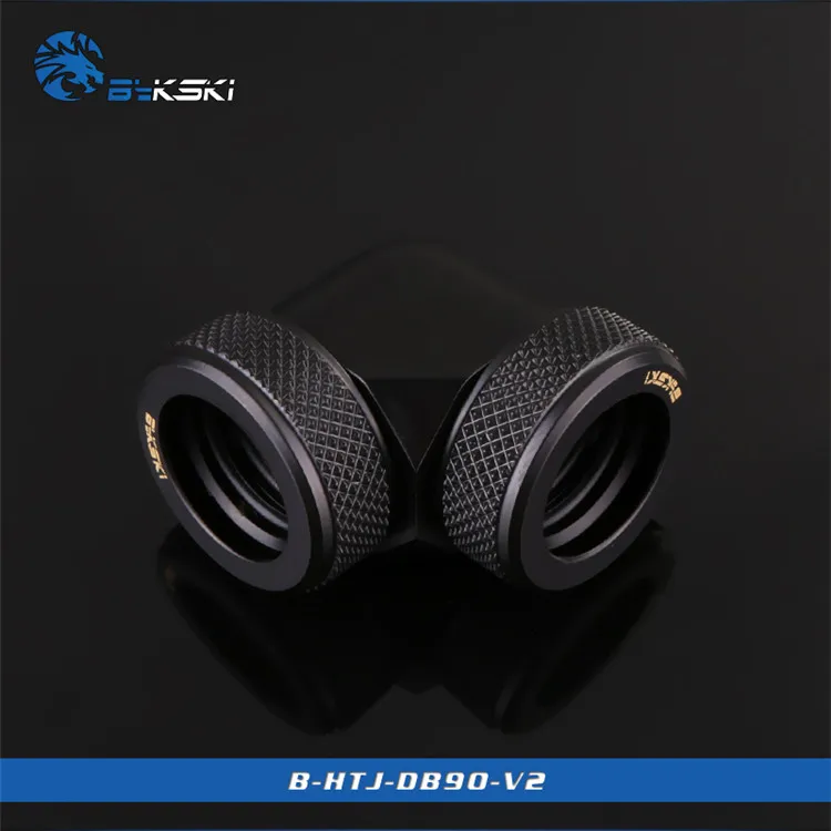 Black Bykski B-HTJ-DB90-V2 бутик Алмазный Узор, 14 мм фитинг для жесткой трубки, 90 градусов двойной головкой поворотный фитинг адаптер Жесткий трубы - Цвет лезвия: Black
