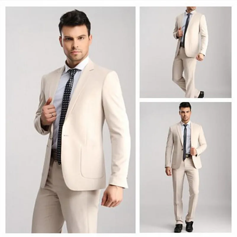 Hot Selling Khaki Terno Masculino Business Formal Slim Fit Men Suits With Pants Fashion Tuxedos suits For Men Plus Size 2017