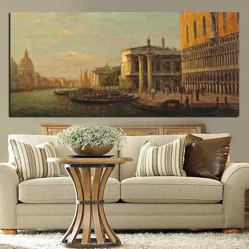 

Classic City Venice Seascape Oil Landscape Painting Print on Canvas Retro Wall Art Picture for Living Room Sofa Cuadros Decor