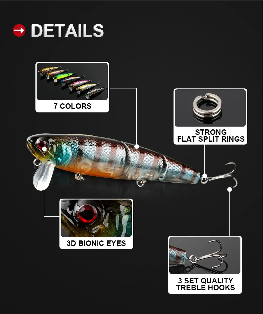 JOHNCOO Профессиональный 3 этапа Minnow 110 мм 20g искуственные рыболовные приманки для рыбалки Topwater воблер(Wobbler) блесна приманка для щуки
